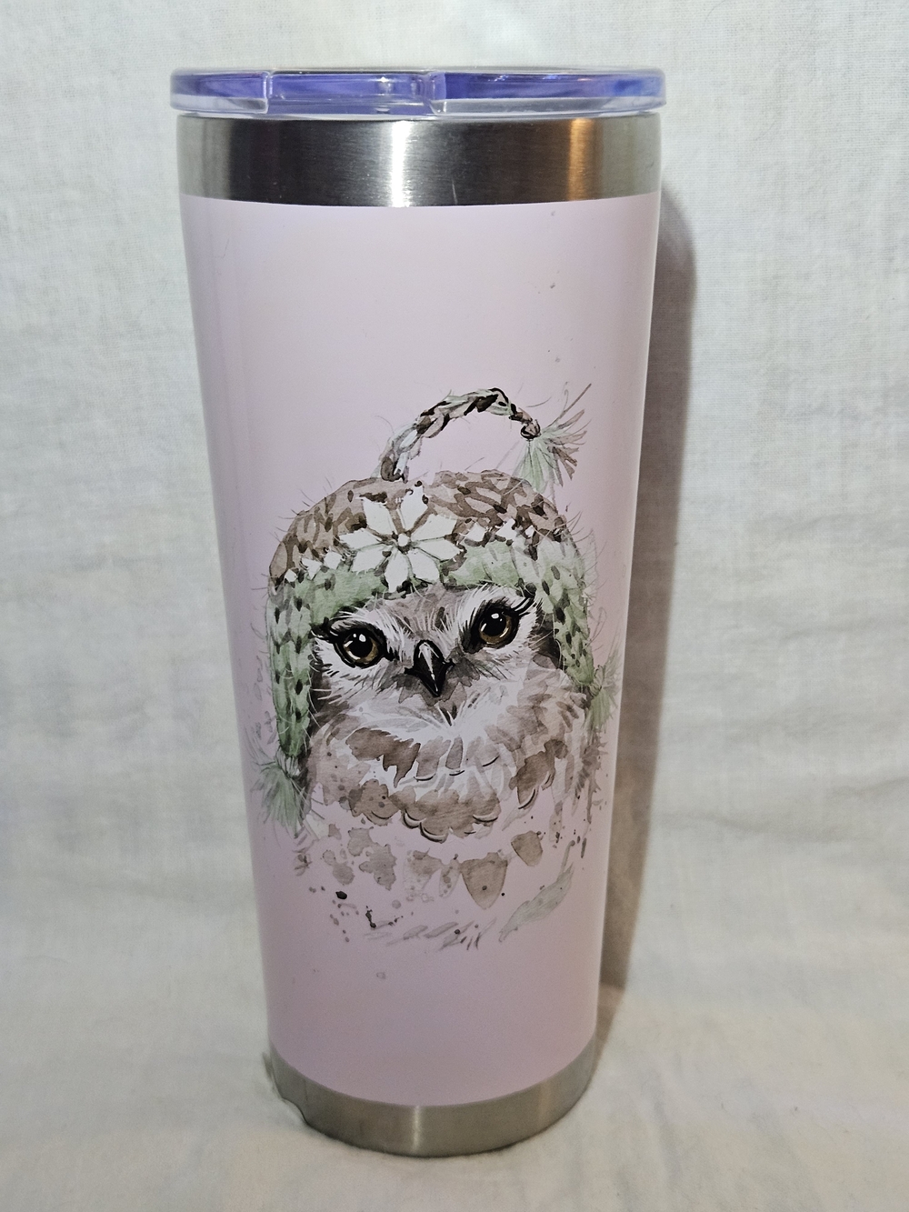 PURE Antimicrobial 22oz Pink Owl Tumbler